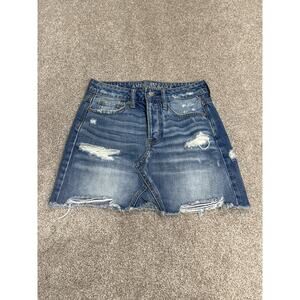 Festival Indie AEO Distressed Denim Micro Mini Skirt 00 Raw Frayed Vintage Wash